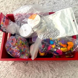 Bracelet beads, clear string, and other string